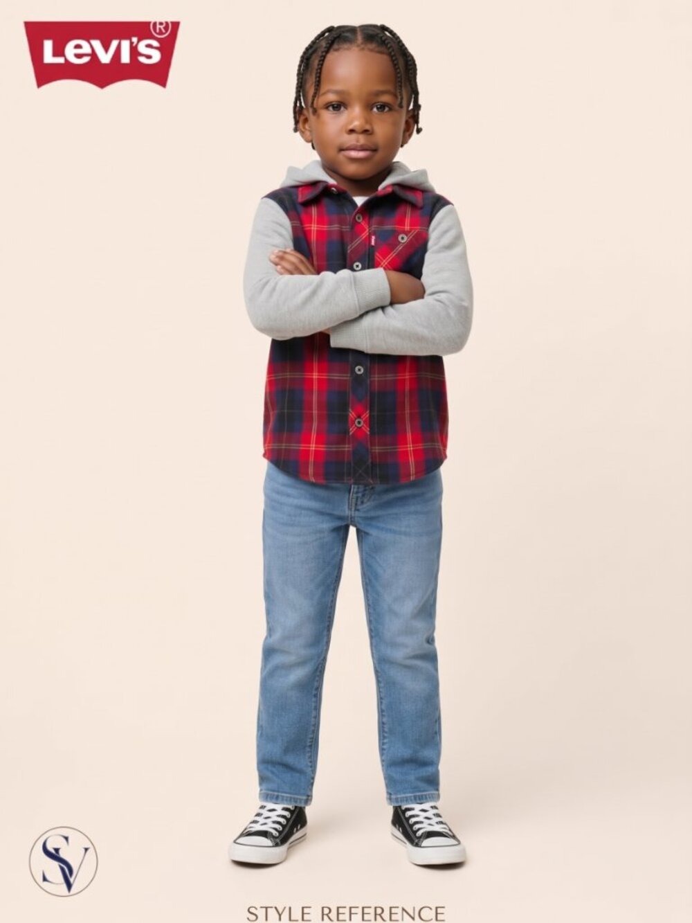 NWT Levi's Boys Plaid Flannel Hooded Shacket Long Sleeve Size 5